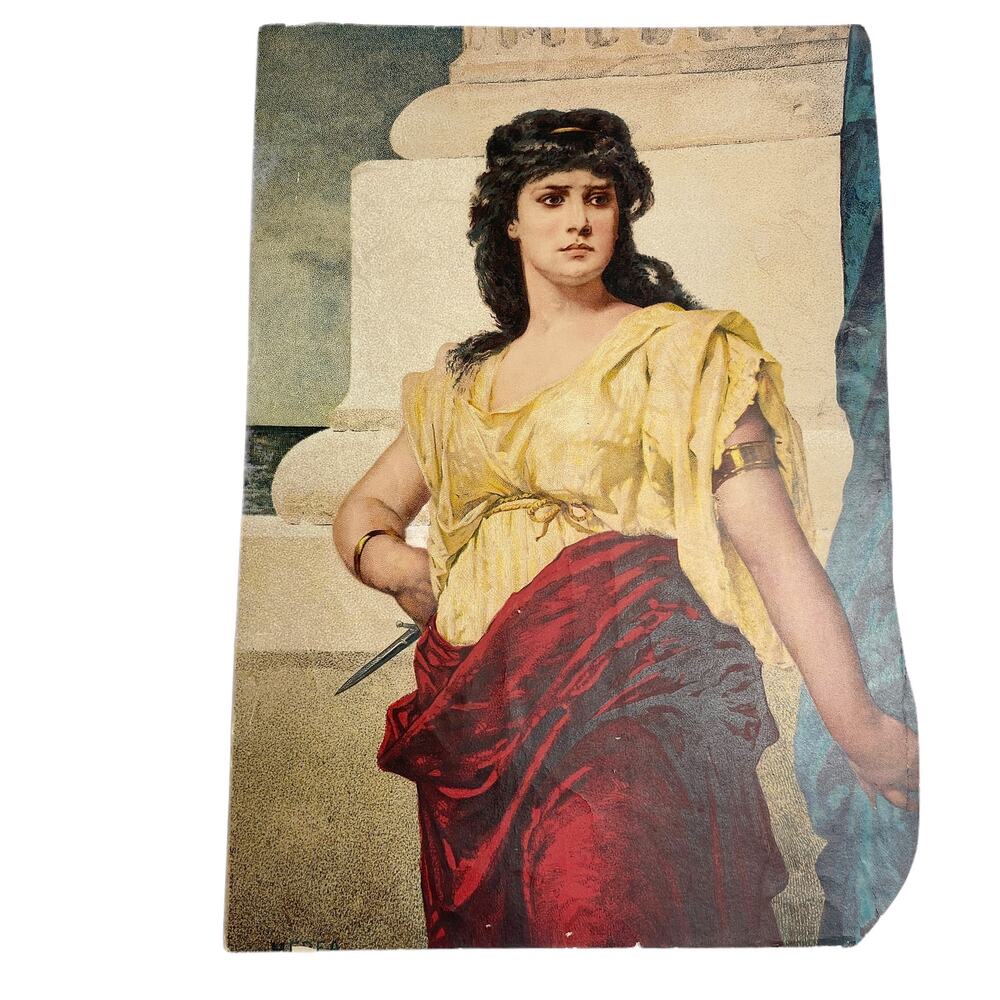 The Sorceress Medea Vintage Colorful Greek Lithograph Art Print